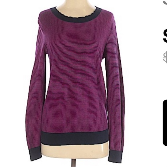 ARMANI EXCHANGE knit purple stripe long sleeve sweater women’s size S - Picture 1 of 5